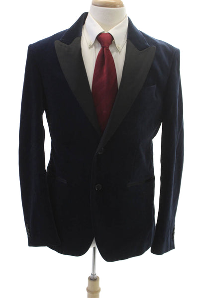 Zara Mens Two Button Blazer Blue Polyester Size 40