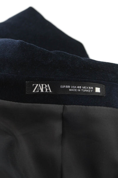 Zara Mens Two Button Blazer Blue Polyester Size 40