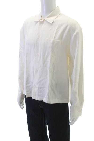 Zara Mens Long Sleeves Button Down Shirt Ivory White Size Medium