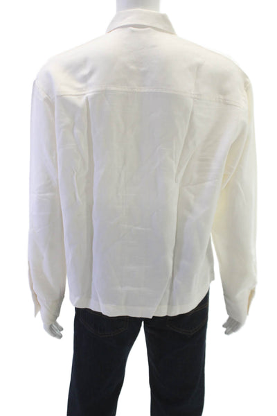 Zara Mens Long Sleeves Button Down Shirt Ivory White Size Medium