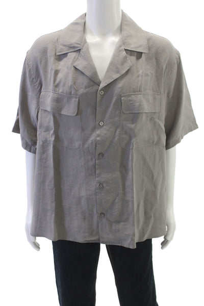 Zara Mens Short Sleeves Button Down Shirt Gravel Grey Size Medium