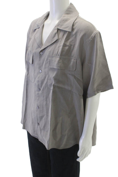 Zara Mens Short Sleeves Button Down Shirt Gravel Grey Size Medium