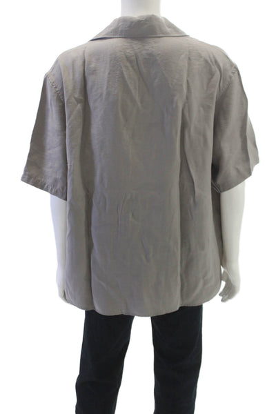 Zara Mens Short Sleeves Button Down Shirt Gravel Grey Size Medium