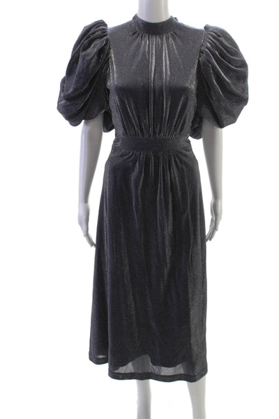 ROTATE Womens A-Line Dress Blue High Neck Short Sleeve Long Tie Size 36