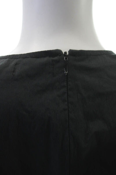 Rhode Womens Mini Black Cotton Blend Round Neck Short Sleeve Zip Dress Size S