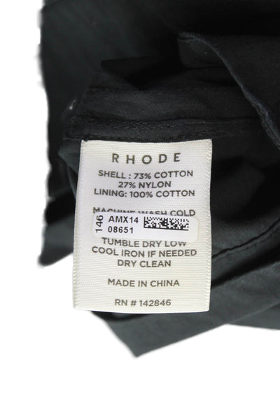 Rhode Womens Mini Black Cotton Blend Round Neck Short Sleeve Zip Dress Size S