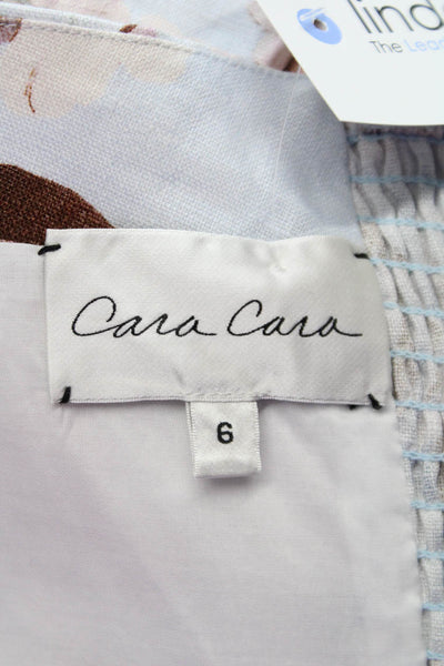 Cara Cara Womens Maxi Floral Linen Dress Square Neck Sleeveless Zip Size 6