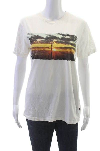 SOL ANGELES Unisex Adults Desert Graphic T-Shirt White Cotton Crew Neck Size S