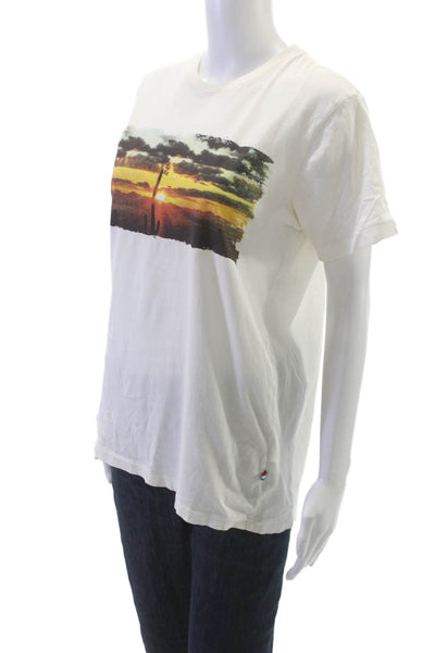 SOL ANGELES Unisex Adults Desert Graphic T-Shirt White Cotton Crew Neck Size S