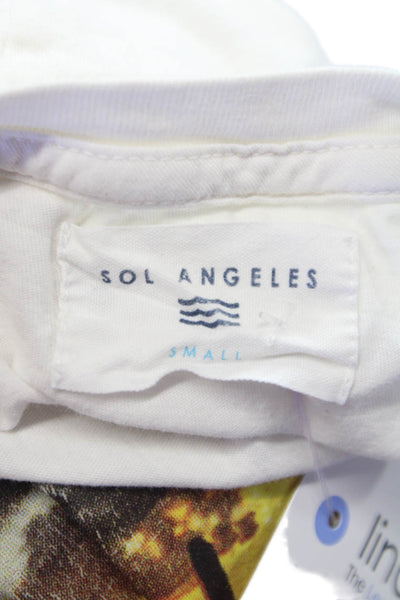 SOL ANGELES Unisex Adults Desert Graphic T-Shirt White Cotton Crew Neck Size S