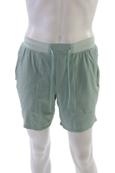 Lululemon Mens Athletic Green Recycled Nylon Drawstring Shorts Size S