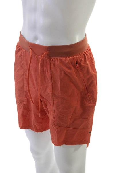 Lululemon Mens Athletic Orange Shorts Drawstring Lightweight Fabric Size S