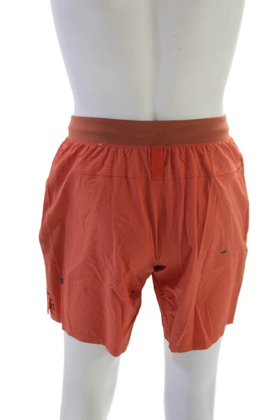 Lululemon Mens Athletic Orange Shorts Drawstring Lightweight Fabric Size S