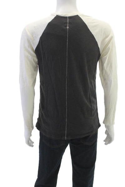 Rag & Bone Mens Gray Colorblock Baseball T-Shirt 100% Cotton Long Sleeve Size S