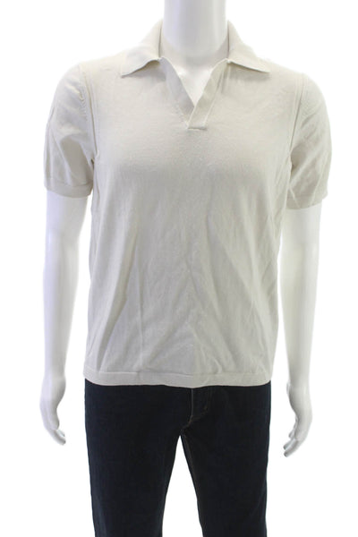 Rag & Bone Mens Polo Shirt Beige Cotton Blend Short Sleeve Collared Size M