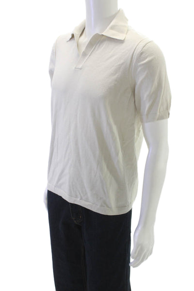 Rag & Bone Mens Polo Shirt Beige Cotton Blend Short Sleeve Collared Size M