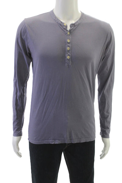 Velvet Mens Henley T-Shirt Gray Cotton Long Sleeve Solid Fall Size S