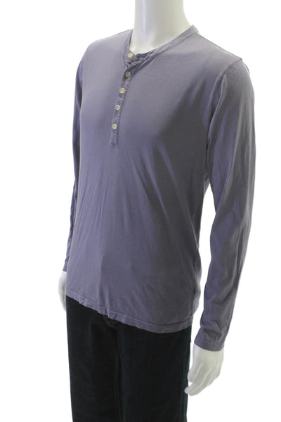 Velvet Mens Henley T-Shirt Gray Cotton Long Sleeve Solid Fall Size S