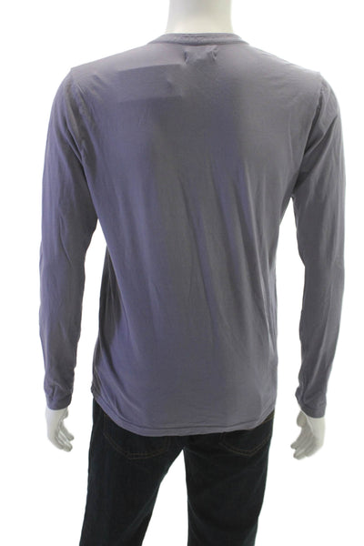 Velvet Mens Henley T-Shirt Gray Cotton Long Sleeve Solid Fall Size S