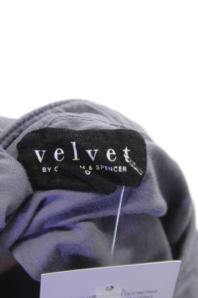 Velvet Mens Henley T-Shirt Gray Cotton Long Sleeve Solid Fall Size S