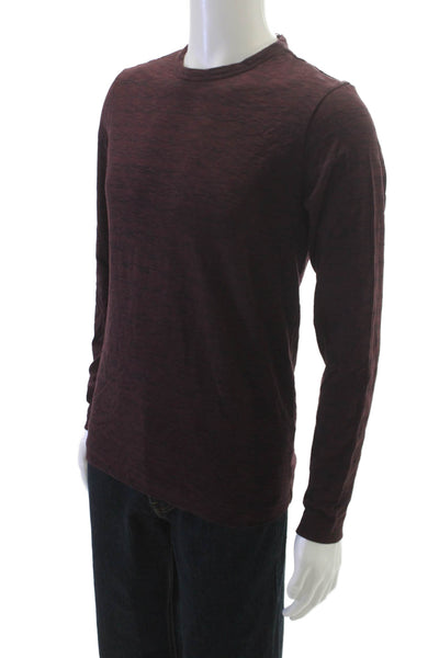 Theory Mens Red Cotton Crew Neck Long Sleeve T-Shirt Size S