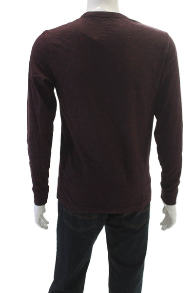 Theory Mens Red Cotton Crew Neck Long Sleeve T-Shirt Size S