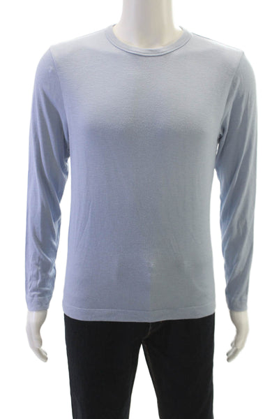 Theory Mens Modal Long Sleeve Crew Neck T-Shirt Blue Solid Size S