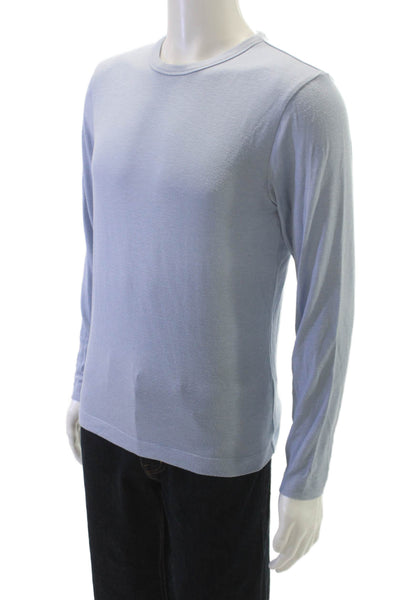 Theory Mens Modal Long Sleeve Crew Neck T-Shirt Blue Solid Size S