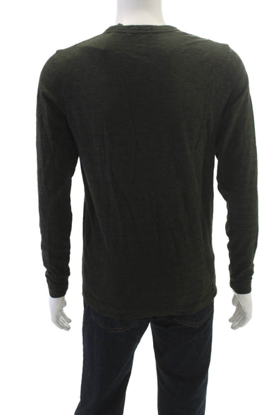 Theory Mens Long Sleeve Green Cotton Blend T-Shirt Size S