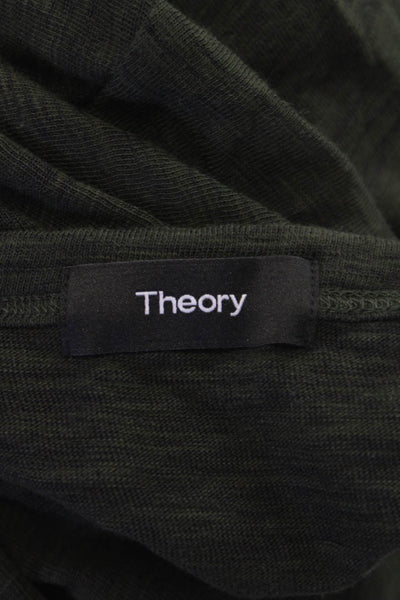 Theory Mens Long Sleeve Green Cotton Blend T-Shirt Size S