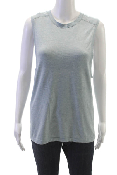 Lululemon Women Sleeveless Basic Tank Blue Polyester Blend Crew Neck Size S