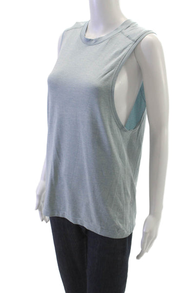 Lululemon Women Sleeveless Basic Tank Blue Polyester Blend Crew Neck Size S