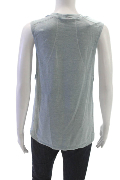 Lululemon Women Sleeveless Basic Tank Blue Polyester Blend Crew Neck Size S