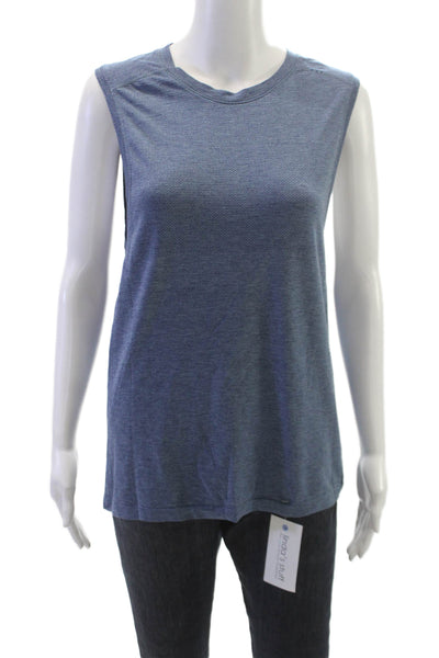 Lululemon Women Blue Geometric Sleeveless Crew Neck Basic Tank Size S