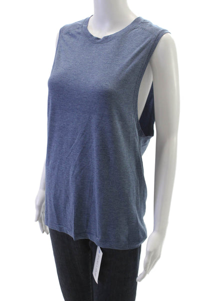 Lululemon Women Blue Geometric Sleeveless Crew Neck Basic Tank Size S