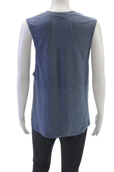 Lululemon Women Blue Geometric Sleeveless Crew Neck Basic Tank Size S