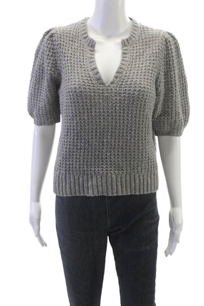 Michael Stars Womens V-Neck Pullover Sweater Gray Short Sleeve Size M