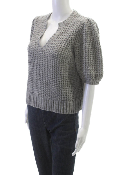 Michael Stars Womens V-Neck Pullover Sweater Gray Short Sleeve Size M