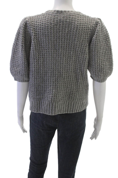 Michael Stars Womens V-Neck Pullover Sweater Gray Short Sleeve Size M