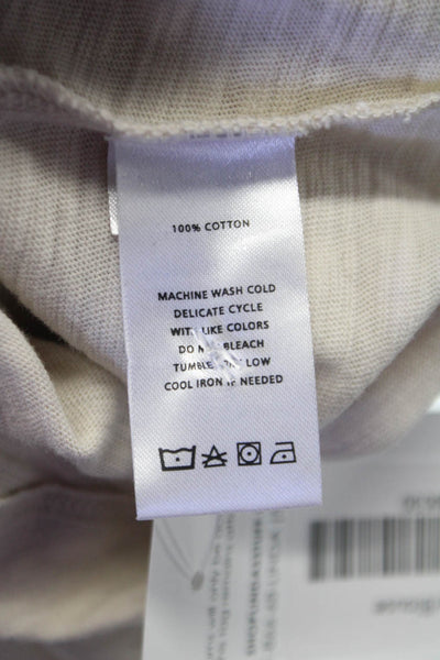 Lilla P Women Basic T-Shirt V-Neck Beige Cotton 3/4 Sleeve Size M