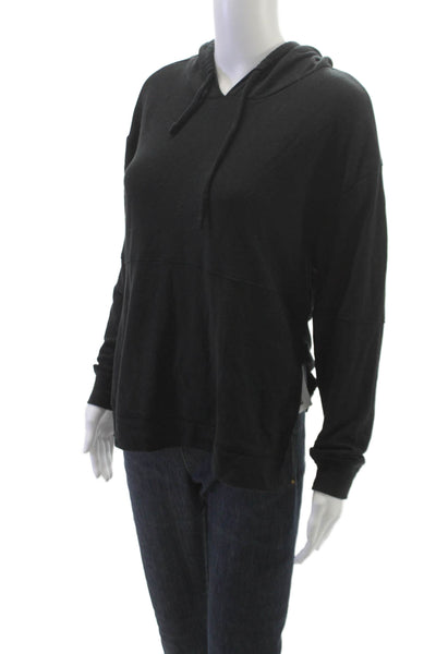 Chaser Womens Black V-Neck Pullover Hoodie Polyester Size M
