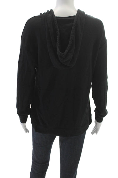 Chaser Womens Black V-Neck Pullover Hoodie Polyester Size M