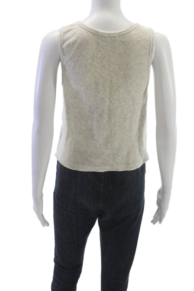 Perfect White Tee Women Beige Scoop Neck Sleeveless Tank 100% Cotton Size L