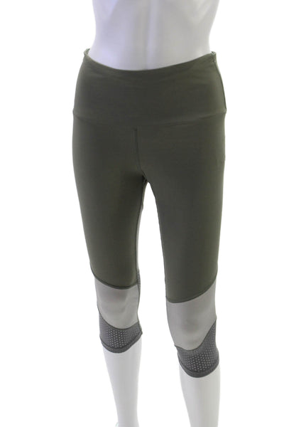 Pheel Womens Capri Green Nylon Solid Pull On Leggings Size M