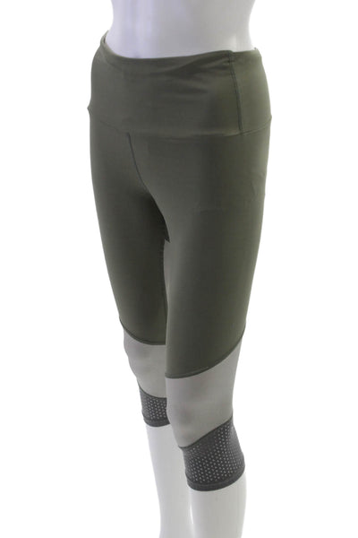 Pheel Womens Capri Green Nylon Solid Pull On Leggings Size M