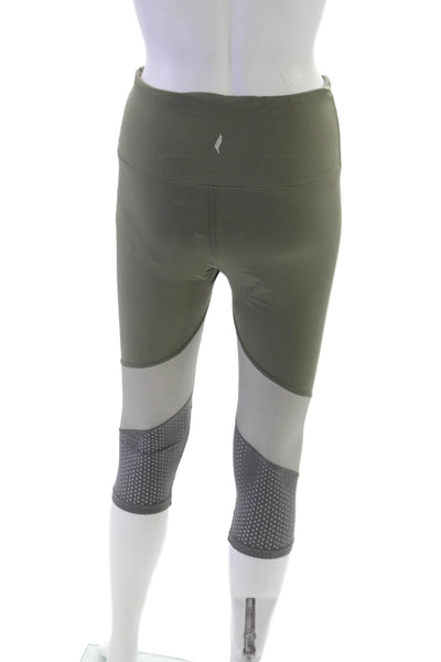 Pheel Womens Capri Green Nylon Solid Pull On Leggings Size M