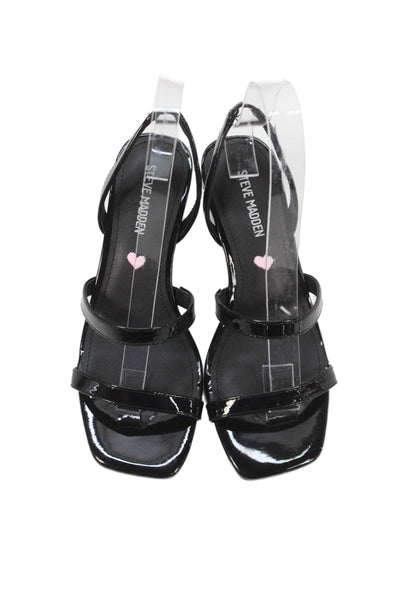 Steve Madden Womens Patent Leather Slingbacks Sandal Heels Black Size 3