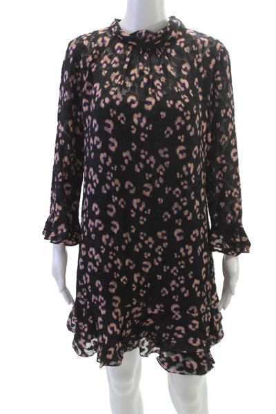 Rebecca Taylor Womens Silk Animal Print Mini Dress Size 12