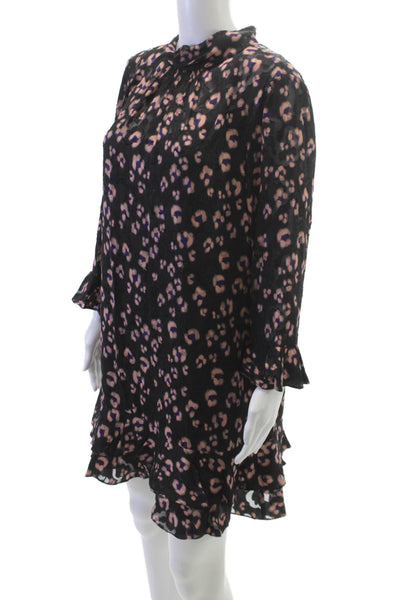 Rebecca Taylor Womens Silk Animal Print Mini Dress Size 12