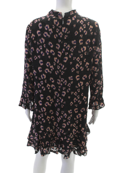Rebecca Taylor Womens Silk Animal Print Mini Dress Size 12